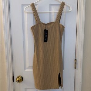 Motel Rocks Tan Ribbed Mini Dress NWT
